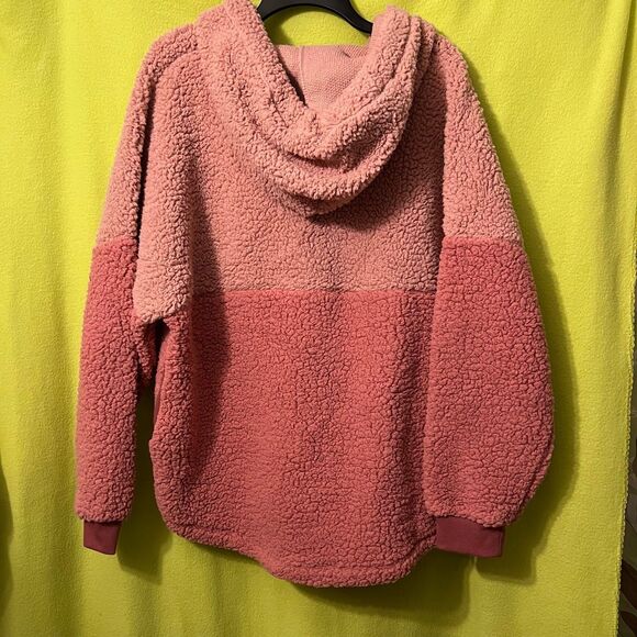 VS PINK Sherpa Hoodie Half Zip L Large Varsity Damsel Cozy - Picture 5 of 5
